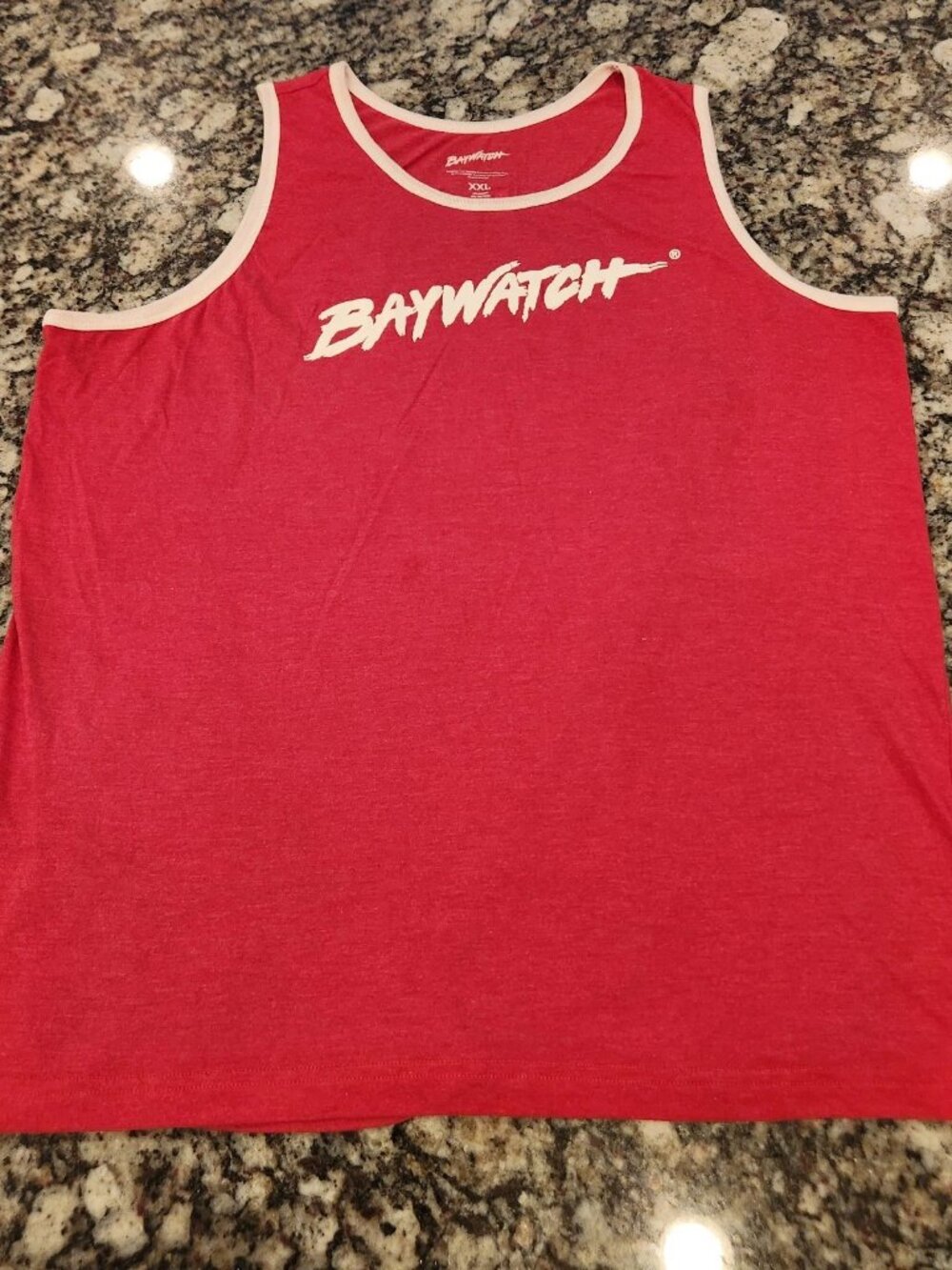 Men’s Red White Baywatch Malibu Beach Patrol Tank Size XXL